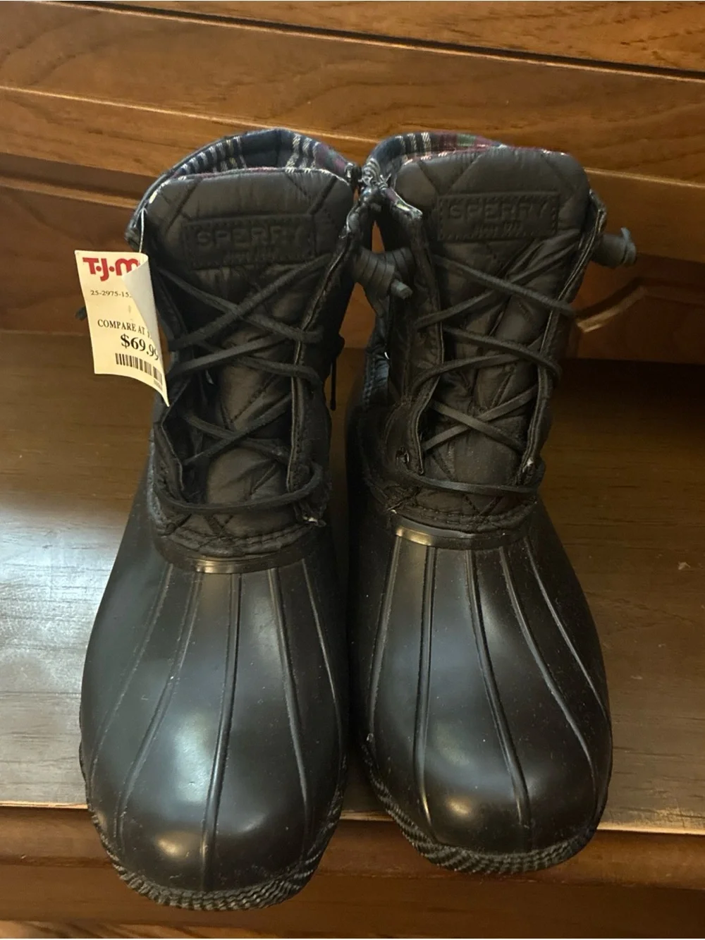 Sperry Women's Black Saltwater Nylon Quilted Rain Snow Duck Boots Size 10 -NEW